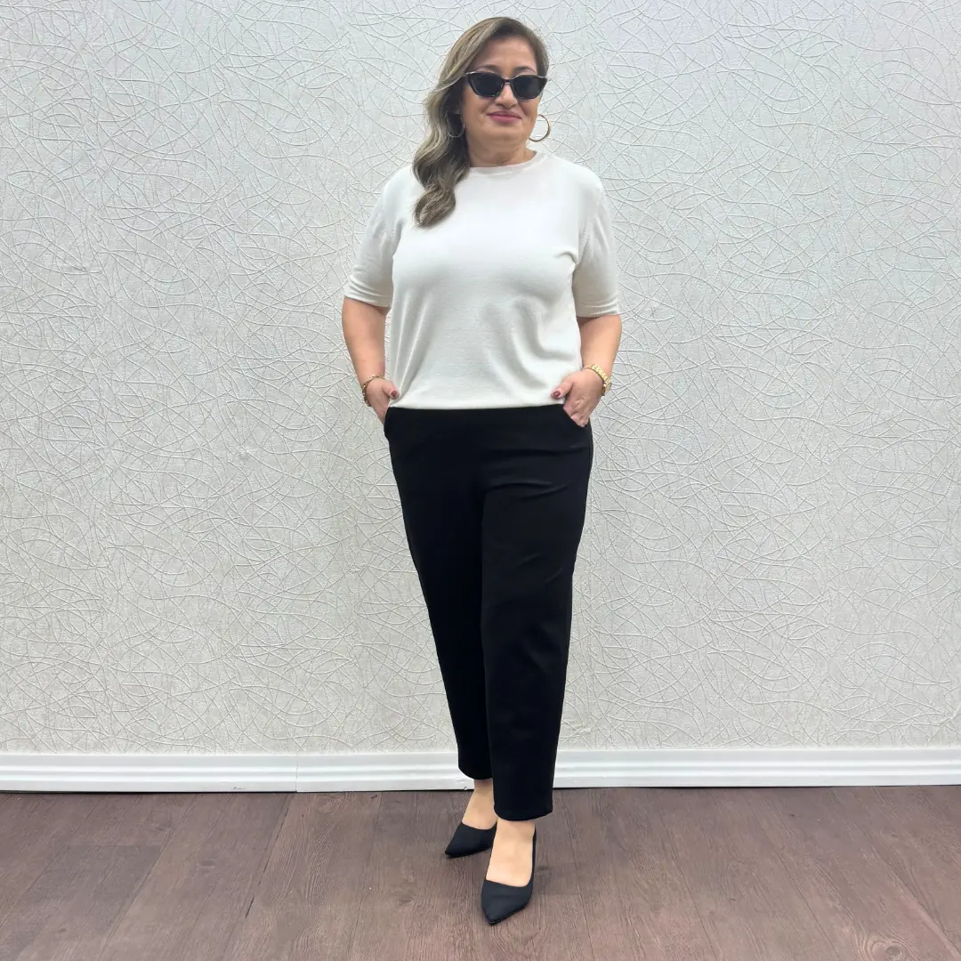 Büyük Beden Likralı Punto Kalem Pantolon · Siyah