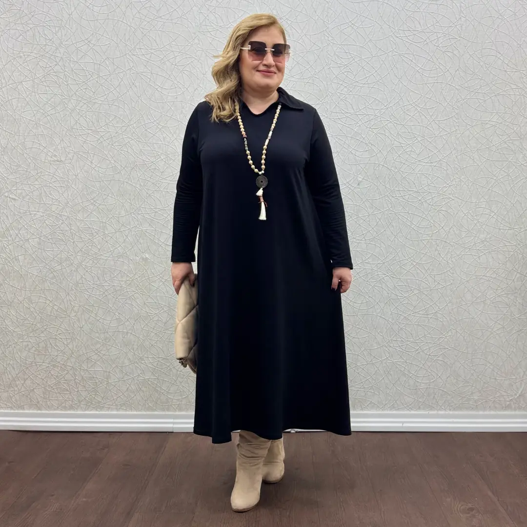 Yakalı Elbise · Siyah