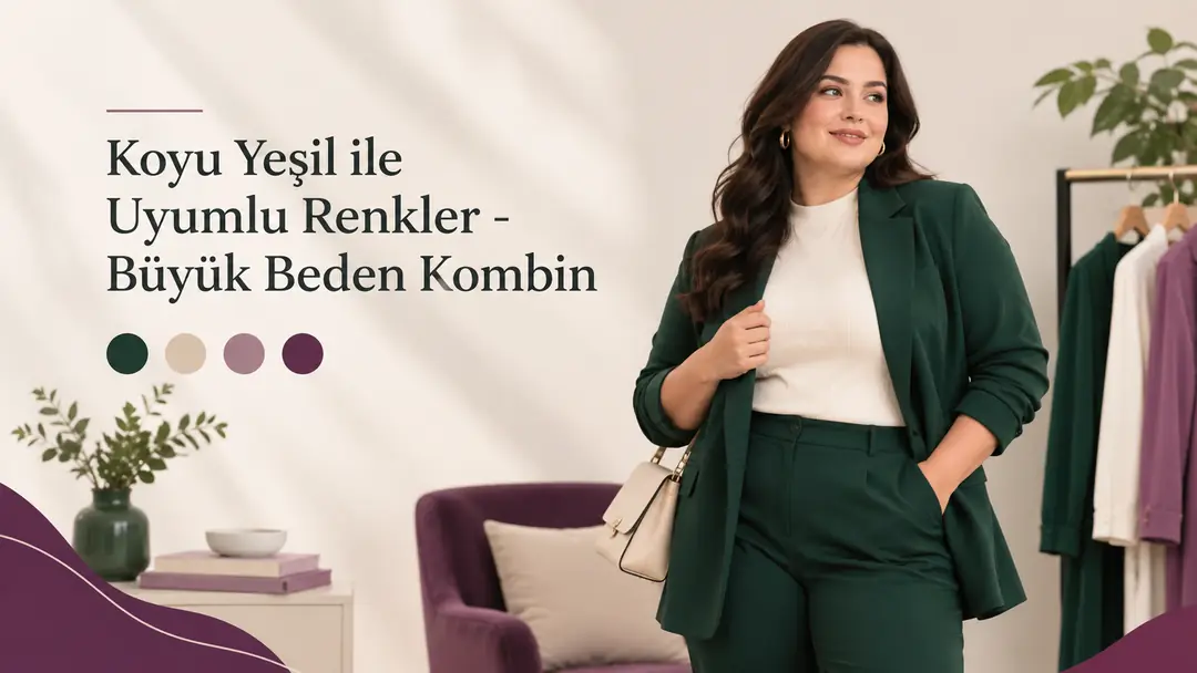 Koyu Yeşil ile Uyumlu Renkler - Büyük Beden Kombin