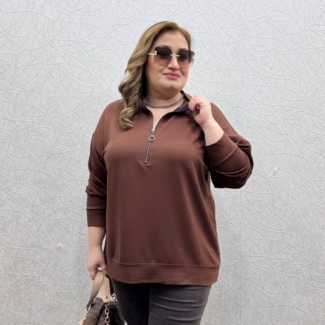 Fermuarlı Tunik · Kahverengi