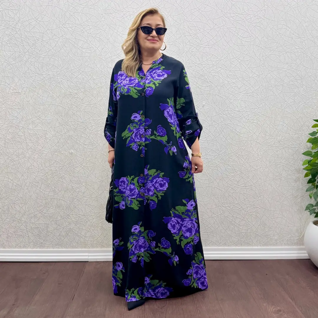 İthal Gömlek Elbise · Eflatun