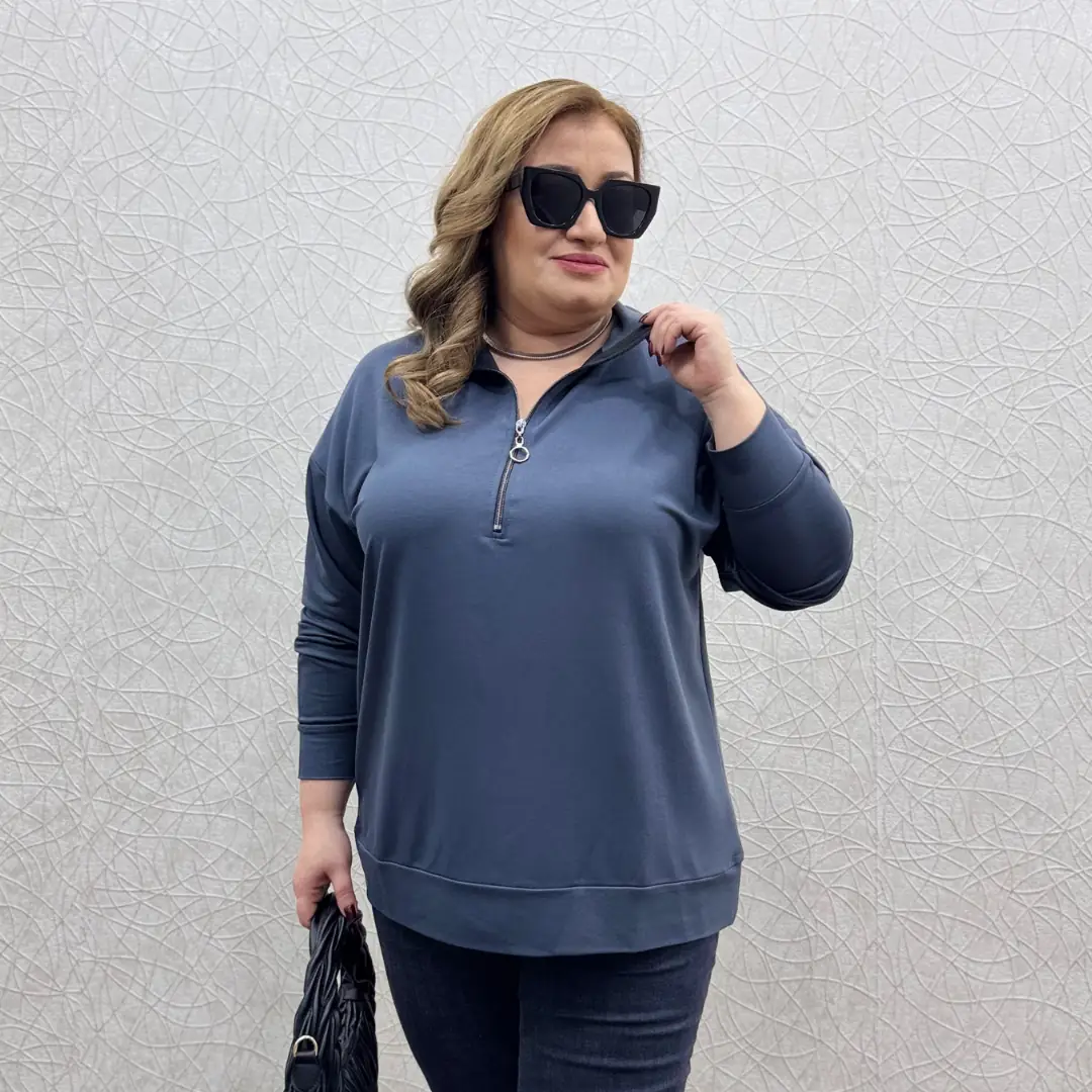 Fermuarlı Tunik · Gri
