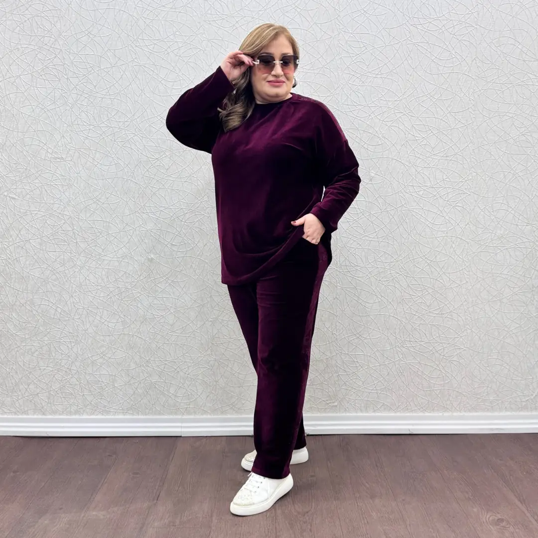 Kadife Taşlı Takım · Mürdüm