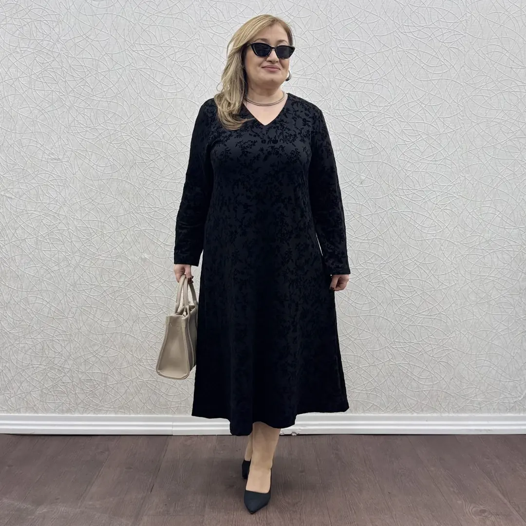 Flok Elbise · Siyah