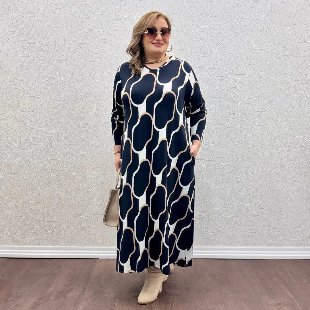 Melis Elbise — Siyah Zincir Desen — görsel 2