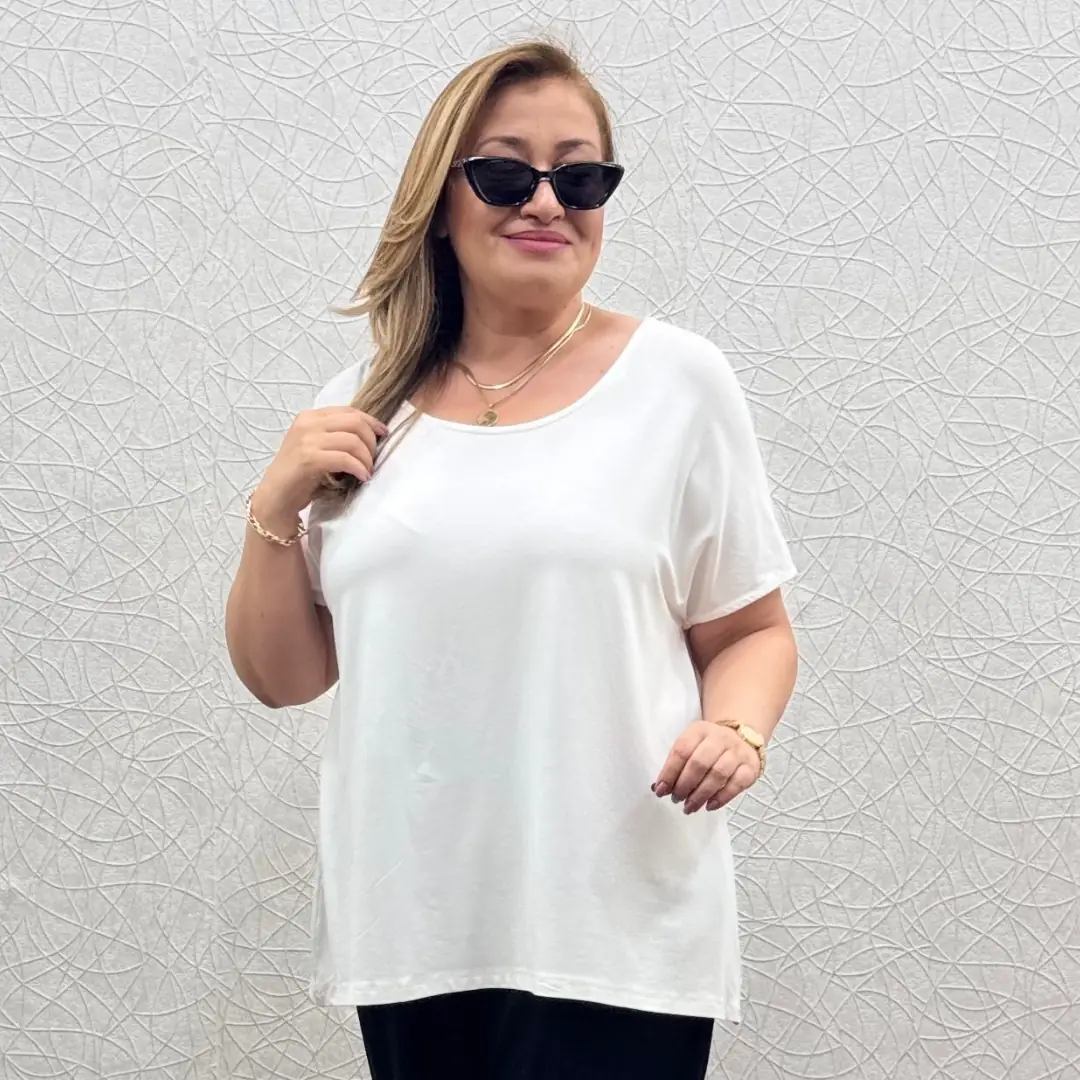 Likralı Penye Tişört · Beyaz