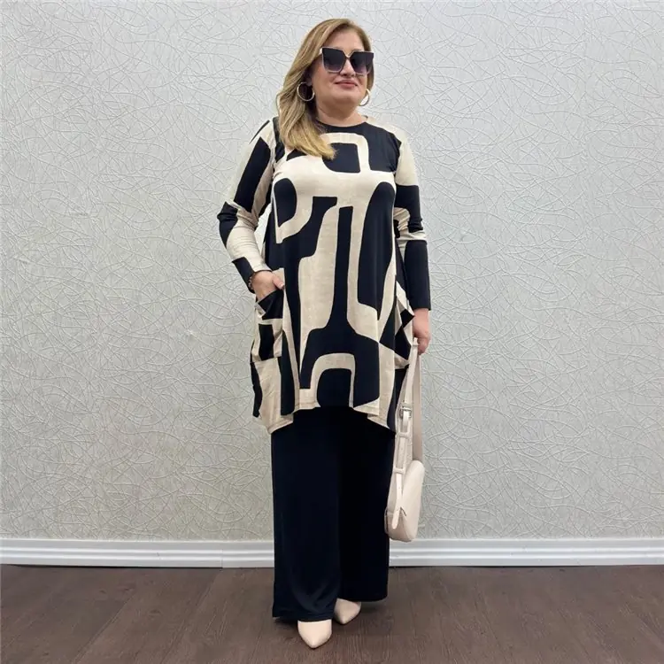 Jumbo Tunikli Takım Zar Desen