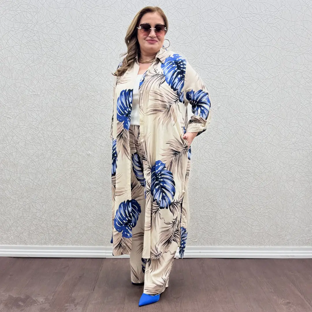Rüya Takım — Lacivert Yaprak Desen — görsel 2